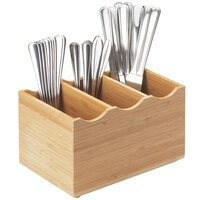 Cal-Mil 1244 Bamboo 3-Compartment Flatware Organizer