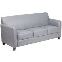 Flash Furniture BT-827-3-GY-GG Hercules Diplomat Gray Leather Sofa with Wooden Feet