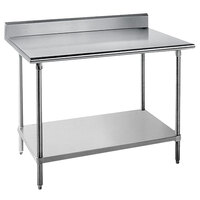 Advance Tabco KAG-305 30" x 60" 16 Gauge Stainless Steel Commercial Work Table with 5" Backsplash and Galvanized Undershelf