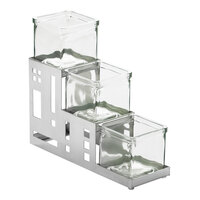 Cal-Mil 1604-55 Squared Stainless Steel Three Jar Display - 4" x 12" x 7 1/4"