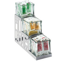 Cal-Mil 1604-55 Squared Stainless Steel Three Jar Display - 4" x 12" x 7 1/4"