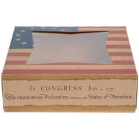 Southern Champion 8" x 8" x 2" Auto-Popup Window Pie / Bakery Box with Vintage American Flag / Declaration of Independence Design - 150/Bundle