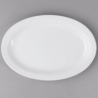 Thunder Group NS510W Nustone White Melamine Oval Platter Narrow Rim 9 1/2" x 6 3/4" - 12/Pack