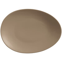 Libbey DRI-8-S Driftstone 13 3/4" x 10 1/8" Sand Satin Matte Organic Porcelain Coupe Plate - 12/Case