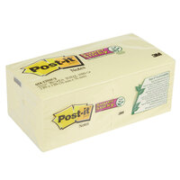 3M 654-12SSCY Post-It® 3" x 3" Canary Yellow 90 Sheet Super Sticky Note Pad   - 12/Pack