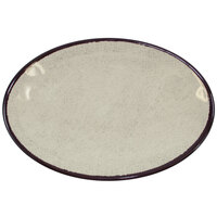 Elite Global Solutions D8512OVM Mojave Vintage California 12 1/2" x 8 1/2" Vanilla Oval Crackle Plate - 6/Case