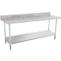 16 Gauge Advance Tabco KLAG-246-X 24" x 72" Stainless Steel Work Table with 5" Backsplash and Galvanized Undershelf