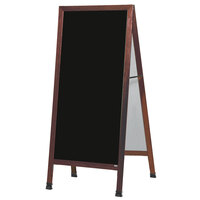 Aarco MLA11 68" x 30" Cherry A-Frame Sign Board with Black Write-On Melamine Marker Board