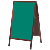 Aarco MA-1G 42" x 24" Cherry A-Frame Sign Board with Green Write-On Chalk Board