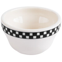 Homer Laughlin from Steelite International Black Checkers 7.25 oz. Creamy White / Off White China Bouillon Cup - 36/Case