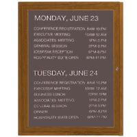 Aarco OADCO3630L 36" x 30" Enclosed Hinged Locking 1 Door Aluminum with Powder Coated Oak Finish Outdoor Directory Board with Black Vinyl Letter Board and 3/4" Letters