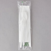 Eco-Products EP-S015 Plantware 6" White Individually Wrapped Compostable Plastic Cutlery Kit with Fork, Knife, Spoon, and Napkin - 250/Case