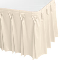 Snap Drape 5412EG29W3-756 Wyndham 17' 6" x 29" Bone Bow Tie Pleat Table Skirt with Velcro® Clips