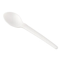 Eco-Products EP-S014 Plantware 6" White Compostable CPLA Plastic Soup Spoon - 1,000/Case