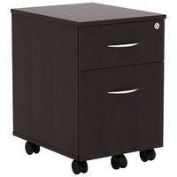 Alera ALEVABFES Valencia Espresso Two-Drawer Mobile Pedestal - 14 7/8" x 19 1/8" x 22 7/8"