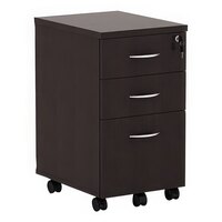 Alera ALEVA572816ES Valencia Espresso Mobile Three-Drawer Pedestal - 15 7/8" x 20 1/2" x 28 3/8"