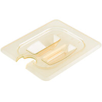 Cambro 80HPCHN150 1/8 Size Amber High Heat Handled Flat Lid with Spoon Notch