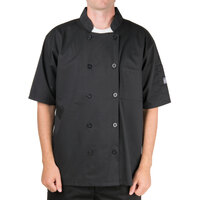 Chef Revival Bronze J109 Unisex Black Customizable Short Sleeve Chef Coat - 3X