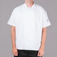 Chef Revival Silver J205 Unisex White Customizable Performance Short Sleeve Chef Jacket with Mesh Back - 3X