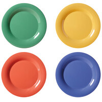 GET WP-10-MIX Diamond Mardi Gras 10 1/2" Wide Rim Round Melamine Plate, Assorted Colors - 12/Case