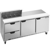 Beverage-Air SPED72HC-08-2 72" 2 Door 2 Drawer Refrigerated Sandwich Prep Table