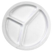 Thunder Group NS702W Nustone White Melamine 3 Compartment Plate 10" - 12/Pack