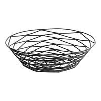 Tablecraft BK17508 Artisan Round Black Wire Basket - 8" x 2"