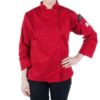 Mercer Culinary Millennia® Women's Red Customizable Long Sleeve Cook Jacket M60020RD - L