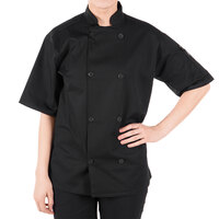 Mercer Culinary Millennia® Unisex Black Customizable Short Sleeve Cook Jacket M60013BK - 7X
