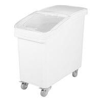 Baker's Lane 27 Gallon / 430 Cup White Slant Top Mobile Ingredient Storage Bin with Sliding Lid & Scoop