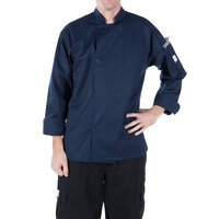 Mercer Culinary Millennia® Unisex Navy Customizable Long Sleeve Cook Jacket M60010NB - XL