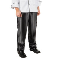 Mercer Culinary Millennia® Unisex Black Chalk Stripe Cook Pants M60030BCS - Small