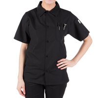 Mercer Culinary Millennia Air® Black Unisex Customizable Short Sleeve Cook Shirt with Full Mesh Back M60200BK - S
