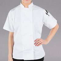 Mercer Culinary Millennia® Women's White Customizable Short Sleeve Cook Jacket M60023WH - 3X