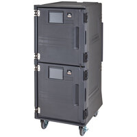 Cambro PCUHC615 Pro Cart Ultra® Charcoal Gray Tall Profile Electric Hot Top / Cold Bottom Food Holding Cabinet in Fahrenheit - 110V