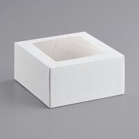 8" x 8" x 4" White Customizable Auto-Popup Window Cake / Bakery Box - 10/Pack