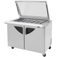 Turbo Air TST-48SD-18-N-GL 48" 2 Door Mega Top Hinged Glass Lid Refrigerated Sandwich Prep Table