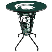 Holland Bar Stool L218B42MichSt36RMichSt Michigan State University 36" Round Bar Height LED Pub Table