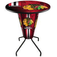 Holland Bar Stool L218B42ChiHwk36RchiHwk-R-D2 Chicago Blackhawks 36" Round Bar Height LED Pub Table