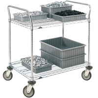 Metro 2SPN53DC Super Erecta Chrome Two Shelf Heavy Duty Utility Cart with Polyurethane Casters - 24" x 36" x 39"