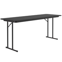 Correll 24" x 96" Rectangular Black Granite High Pressure Folding Seminar Table with Off-Set Legs