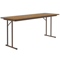 Correll 24" x 60" Rectangular Medium Oak High Pressure Folding Seminar Table with Off-Set Legs