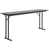 Correll 18" x 96" Rectangular Gray Granite High Pressure Folding Seminar Table with Off-Set Legs