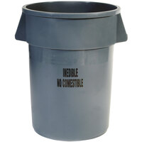 Rubbermaid FG264356GRAY BRUTE 44 Gallon Gray "Inedible" Round Trash Can