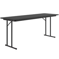 Correll 24" x 72" Rectangular Black Granite High Pressure Folding Seminar Table with Off-Set Legs