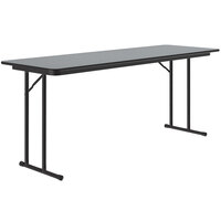 Correll 24" x 60" Rectangular Gray Granite High Pressure Folding Seminar Table with Off-Set Legs