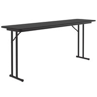 Correll 18" x 72" Rectangular Black Granite High Pressure Folding Seminar Table with Off-Set Legs