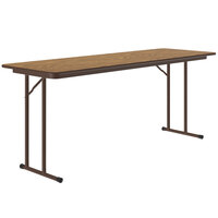 Correll 24" x 72" Rectangular Medium Oak High Pressure Folding Seminar Table with Off-Set Legs