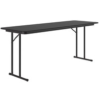 Correll 24" x 60" Rectangular Black Granite High Pressure Folding Seminar Table with Off-Set Legs