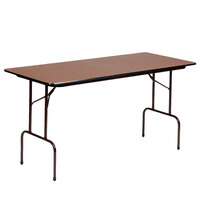 Correll 18" x 48" Rectangular Walnut Light Duty Melamine Folding Table